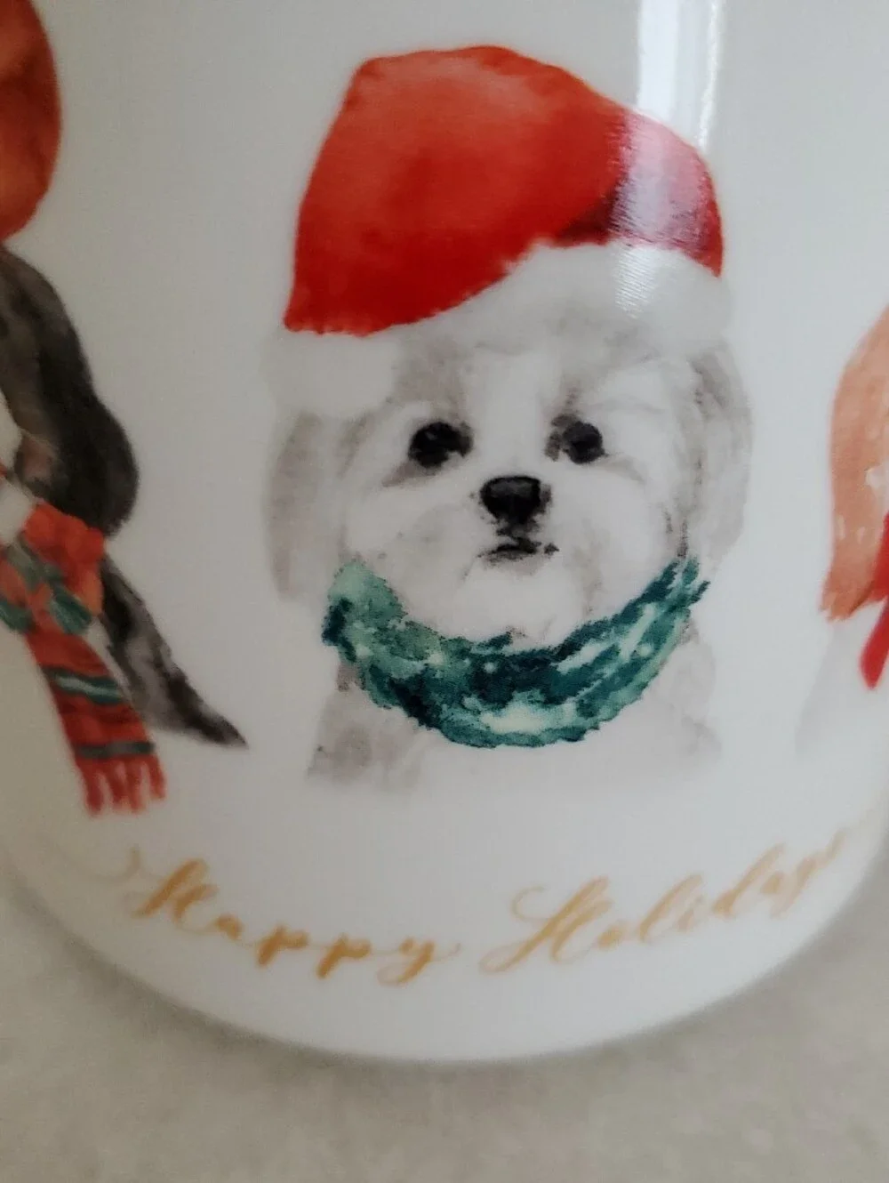 Holiday Dogs Ceramic Mug - Red Accent